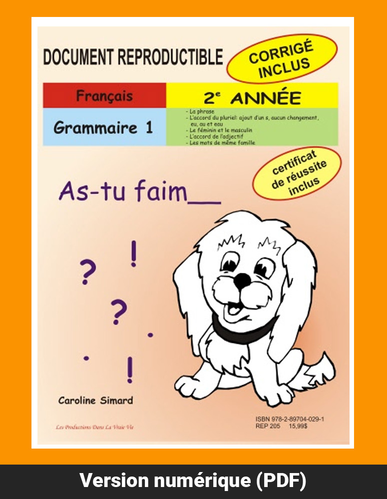 Grammaire 1, 2e année par Caroline Simard, Reproductible, PDF