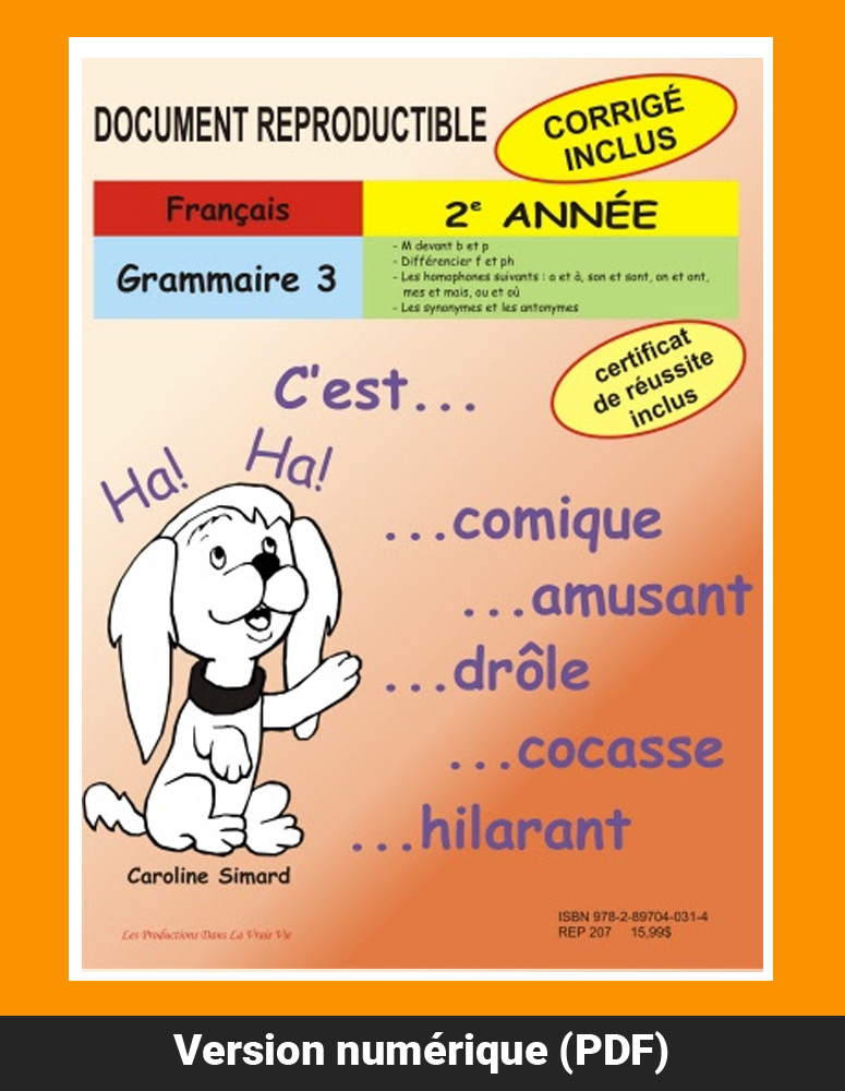 Grammaire 3, 2e année par Caroline Simard, Reproductible, PDF