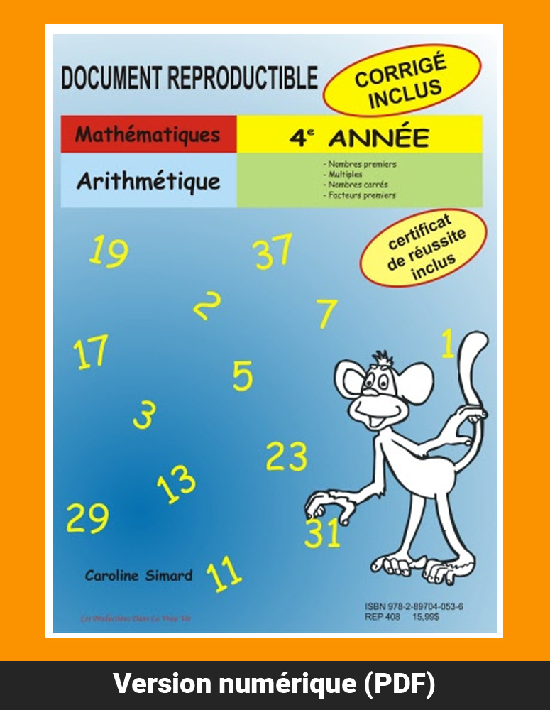 Arithmétique, 4e année par Caroline Simard, Reproductible, PDF