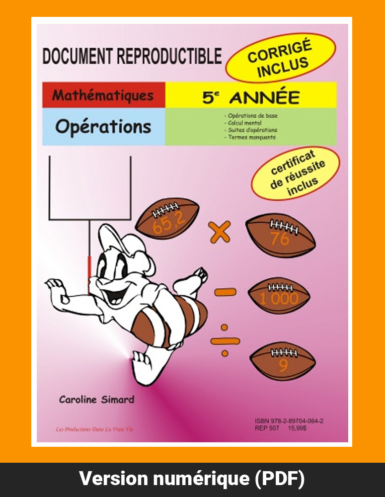 Opérations, 5e année par Caroline Simard, Reproductible, PDF