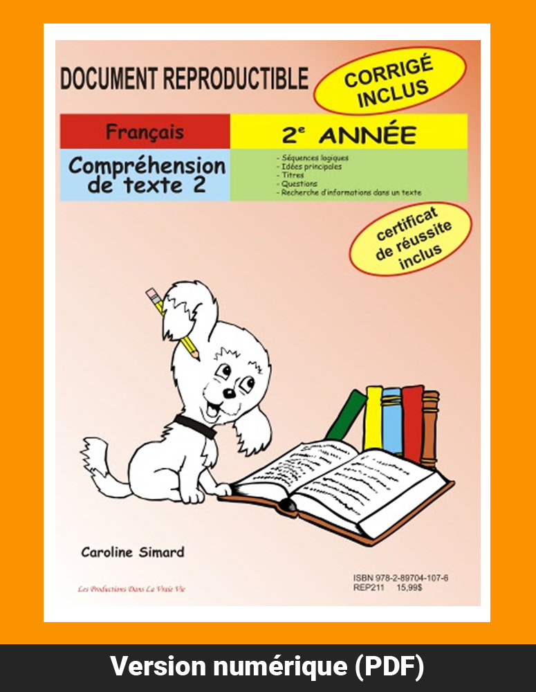 Compréhension de texte 2, 2e année par Caroline Simard, Reproductible, PDF