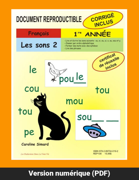 Les-sons-2-1re-annee Les sons 2, 1re année par Caroline Simard, Reproductible, PDF