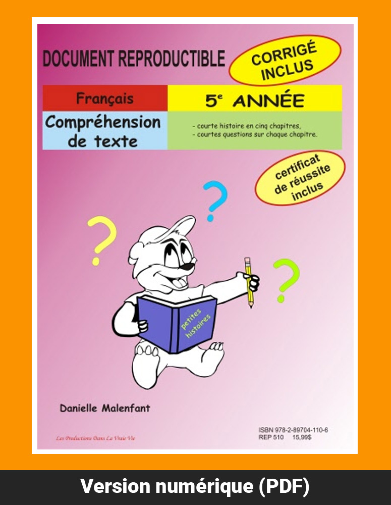 Compréhension de texte, 5e année par Caroline Simard, Reproductible, PDF