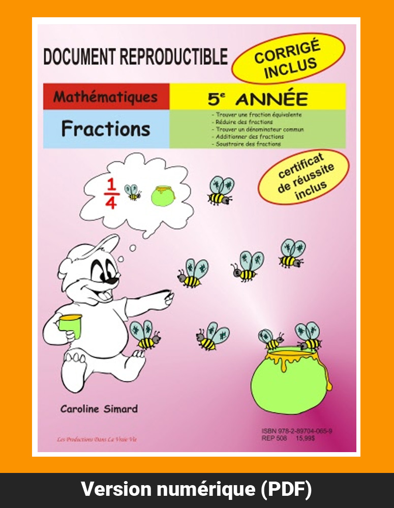 Fractions, 5e année par Caroline Simard, Reproductible, PDF