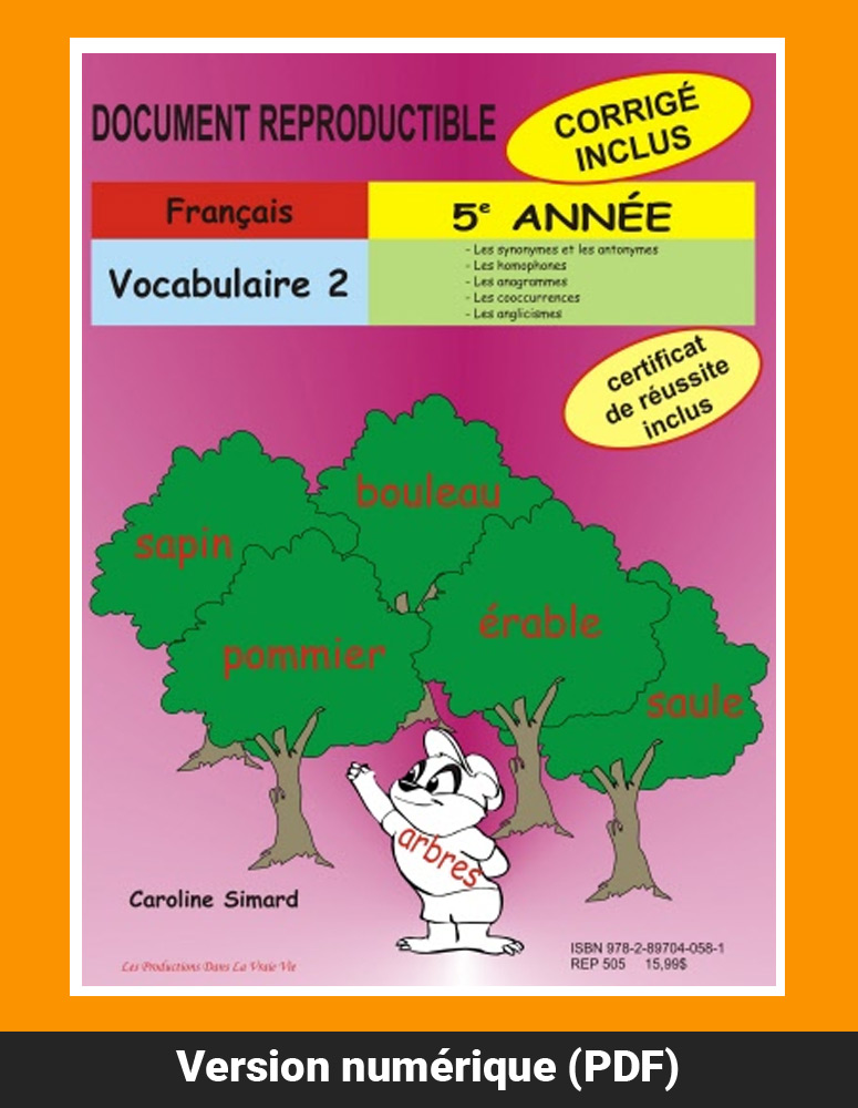 Vocabulaire 2 par Caroline Simard, Reproductible, PDF